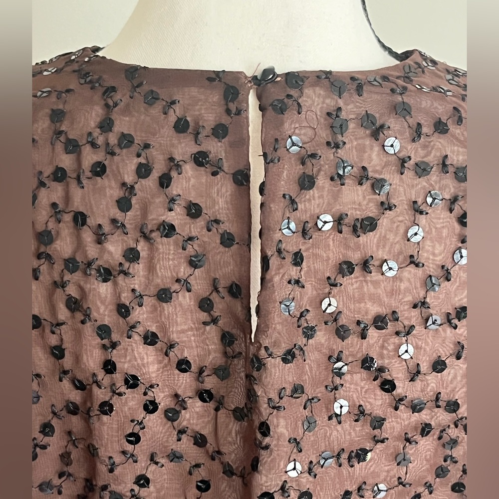 Sequin Beaded Sequin Chocolate Brown Bodysuit Medium Fringe Fall Holiday USA - Picture 9 of 13
